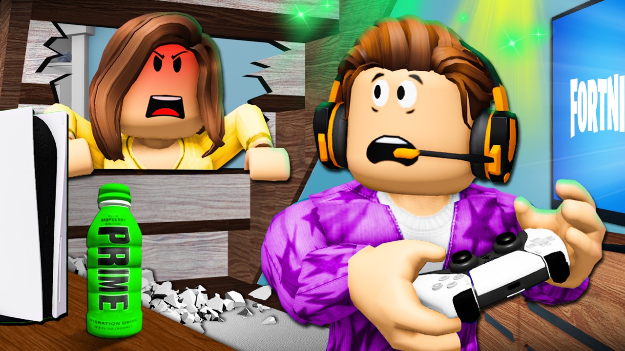 He Built A SECRET GAMING ROOM to Hide From MEAN MOM! (A Roblox Movie)