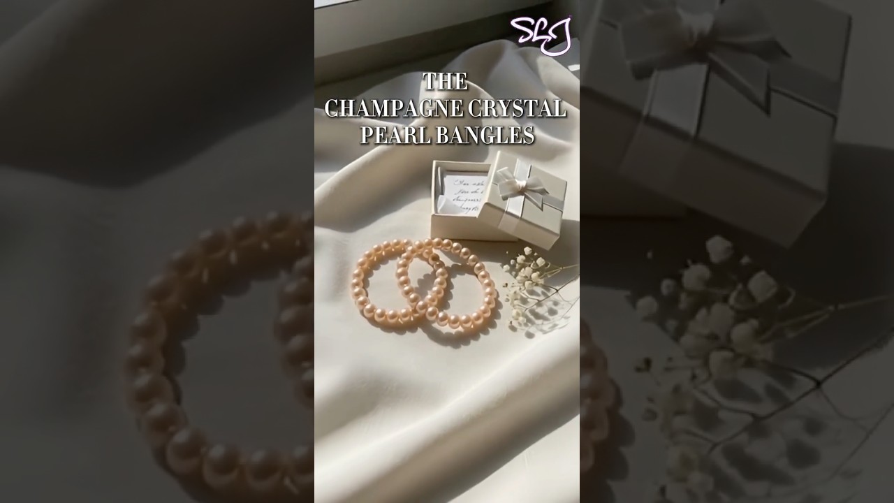 Sasha L Jewels Champagne Crystal Pearl Bangles