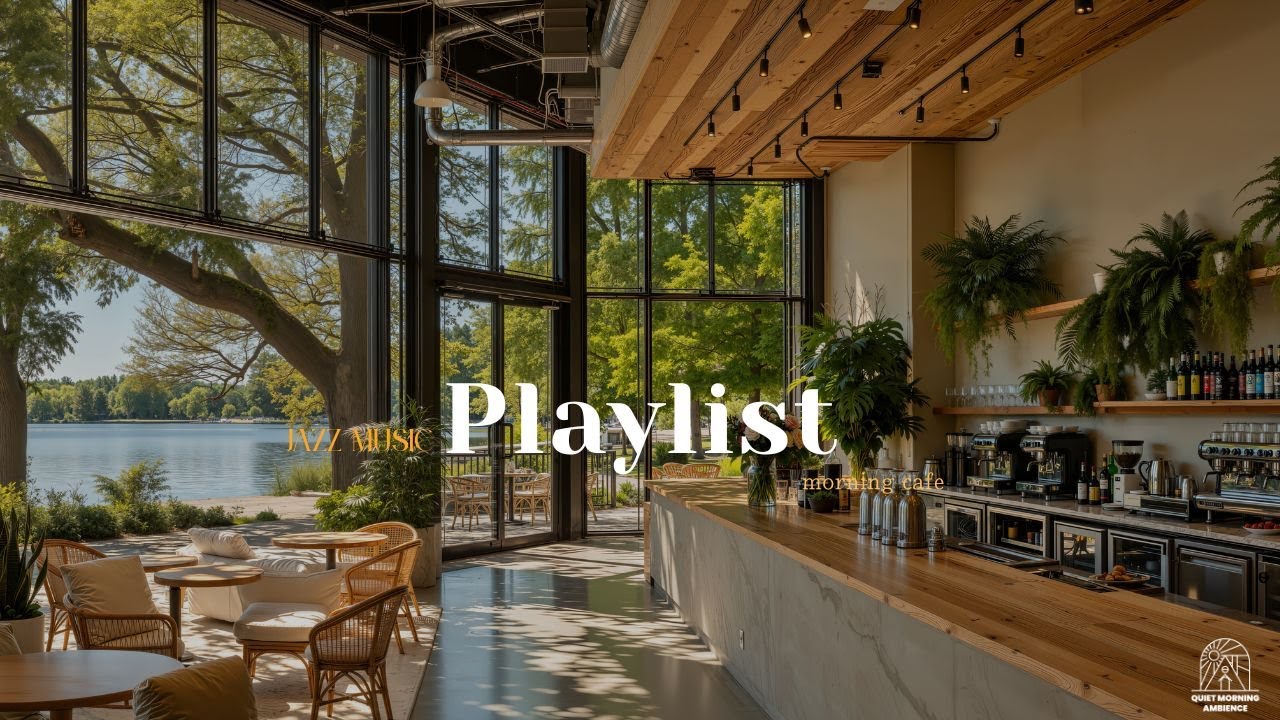 Elegant Lakeside Morning Jazz Cafe - Refreshing Summer Moment With Jazz Music & Nature Therapy
