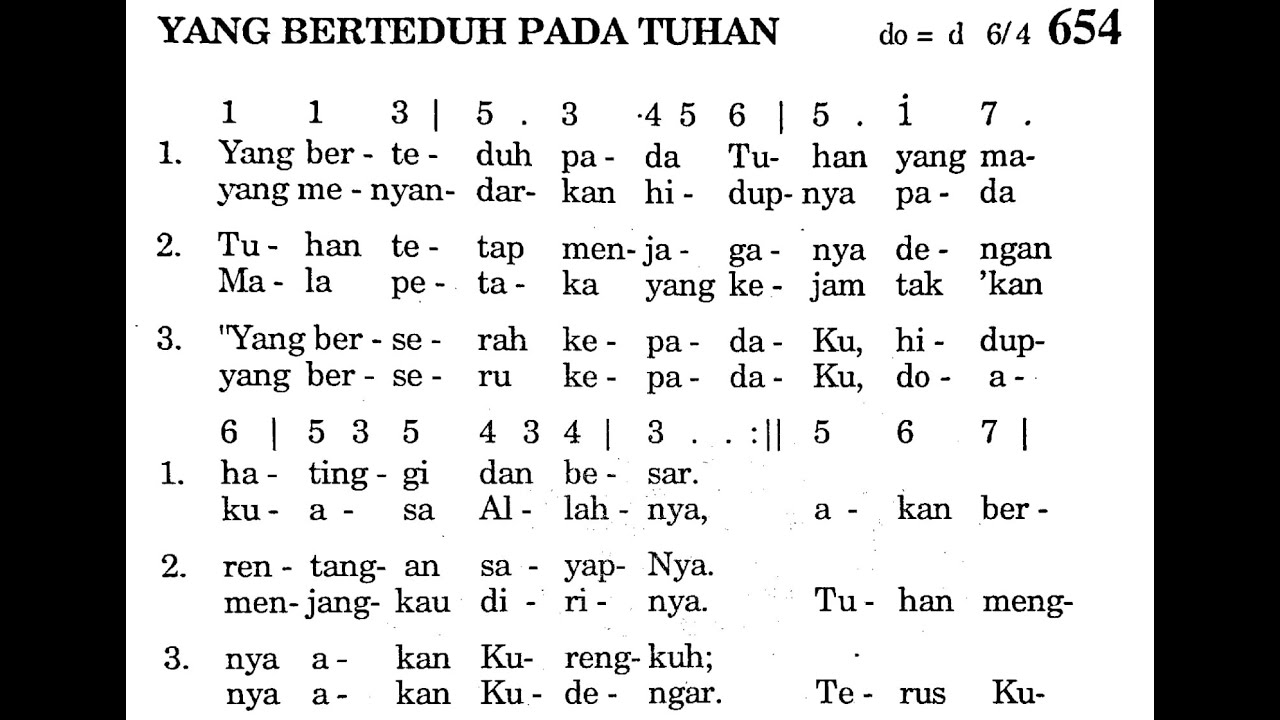 YANG BERTEDUH PADA TUHAN - Puji Syukur No. 654