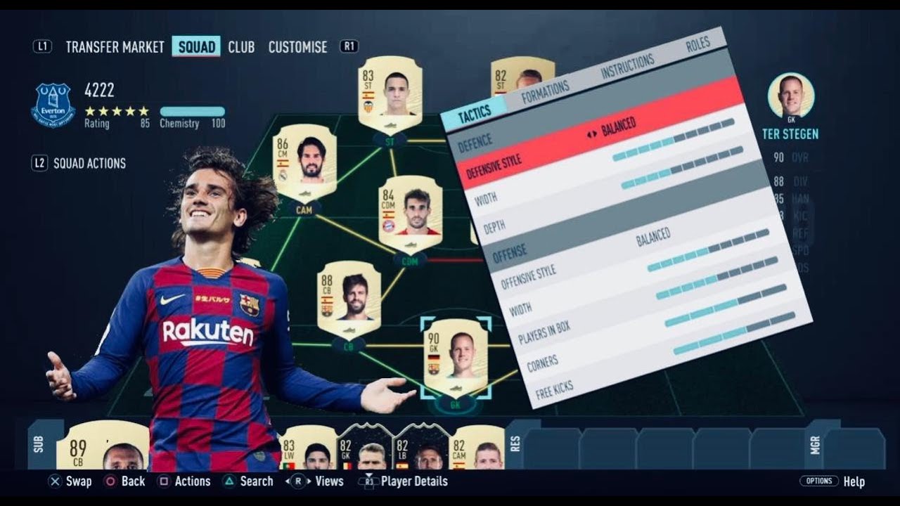 fifa 20 4222 formation best way to win!! attacking tactics defending tactics!!! best way to win!!!