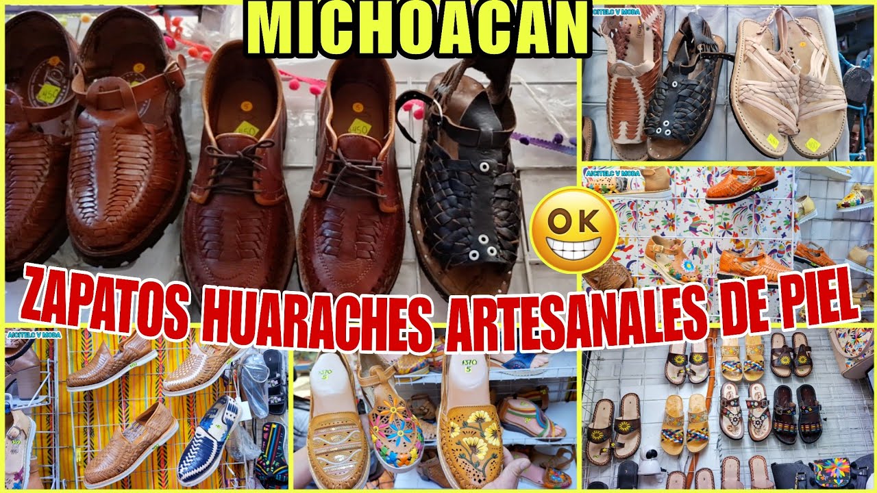 ZAPATOS HUARACHES ARTESANALES DE MICHOACAN PIEL VACUNO SUELA DE LLANTA 
