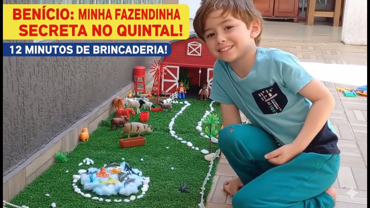 FAZENDINHA DO BENÍCIO NO QUINTAL! 🚜 Brincadeira DIVERTIDA com Animais na Tarde! 🐴🐷🐔