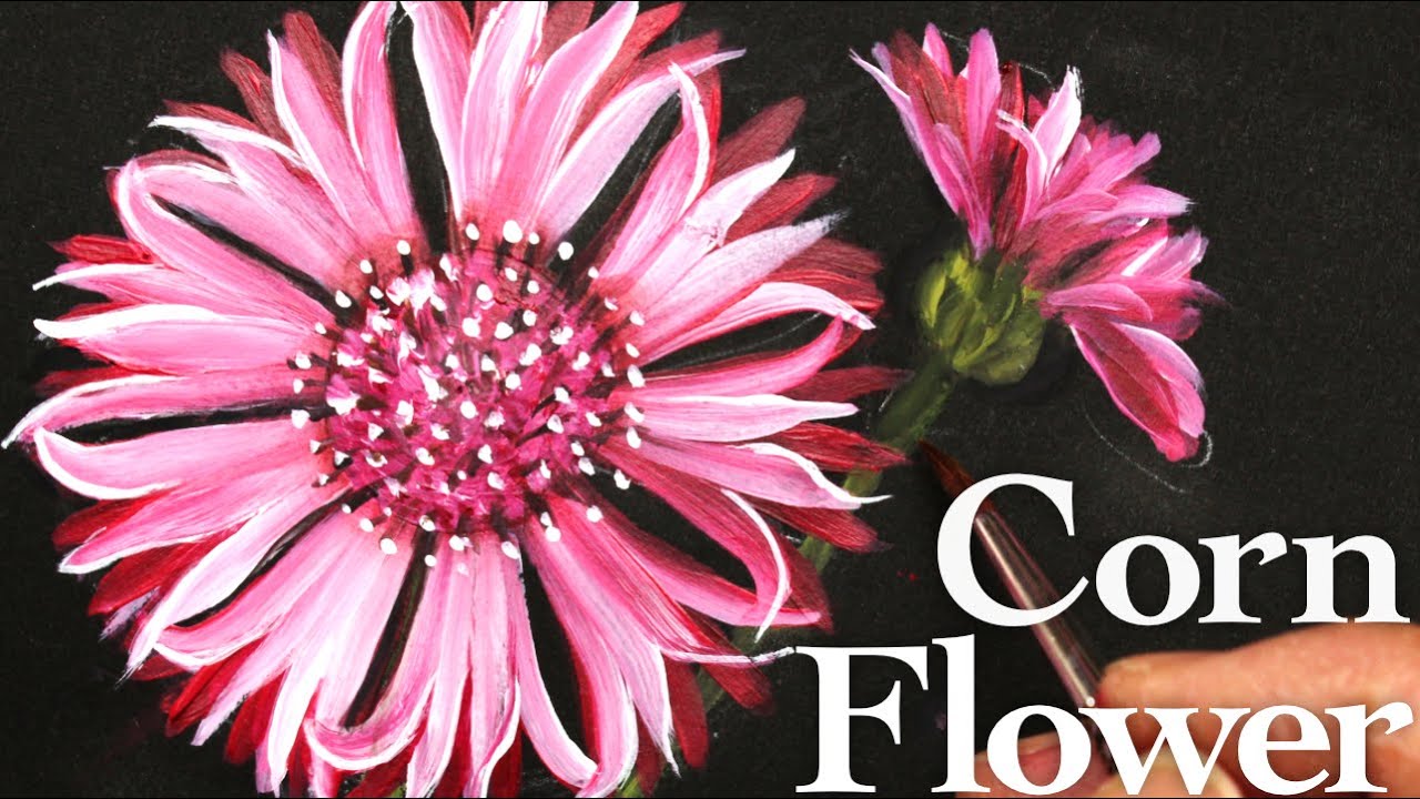 Flower painting tutorial | Cornflower with acrylic ( in 4 Minutes )