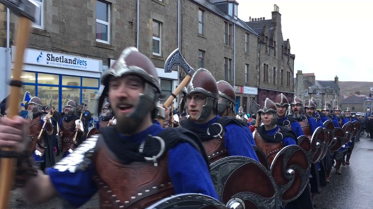The Guizer Jarl leads morning procession through Lerwick