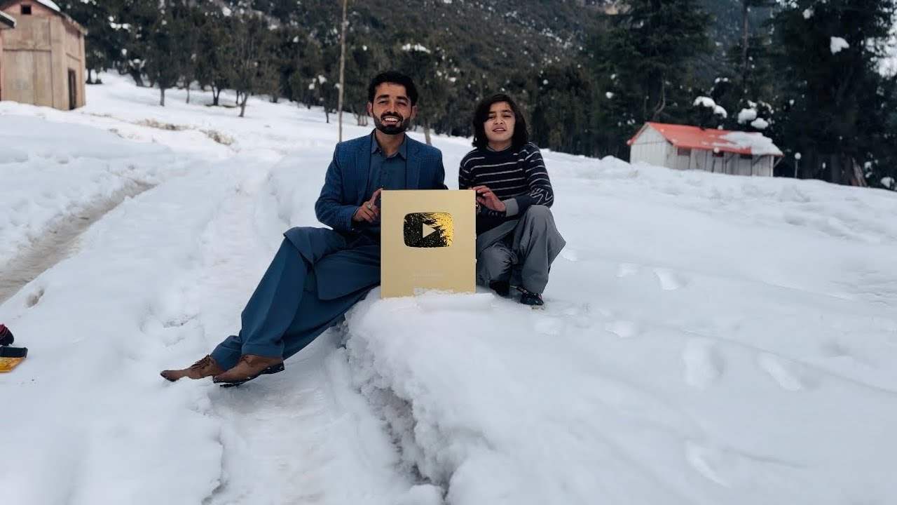 Golden play button unboxing in kalam snow 🥰