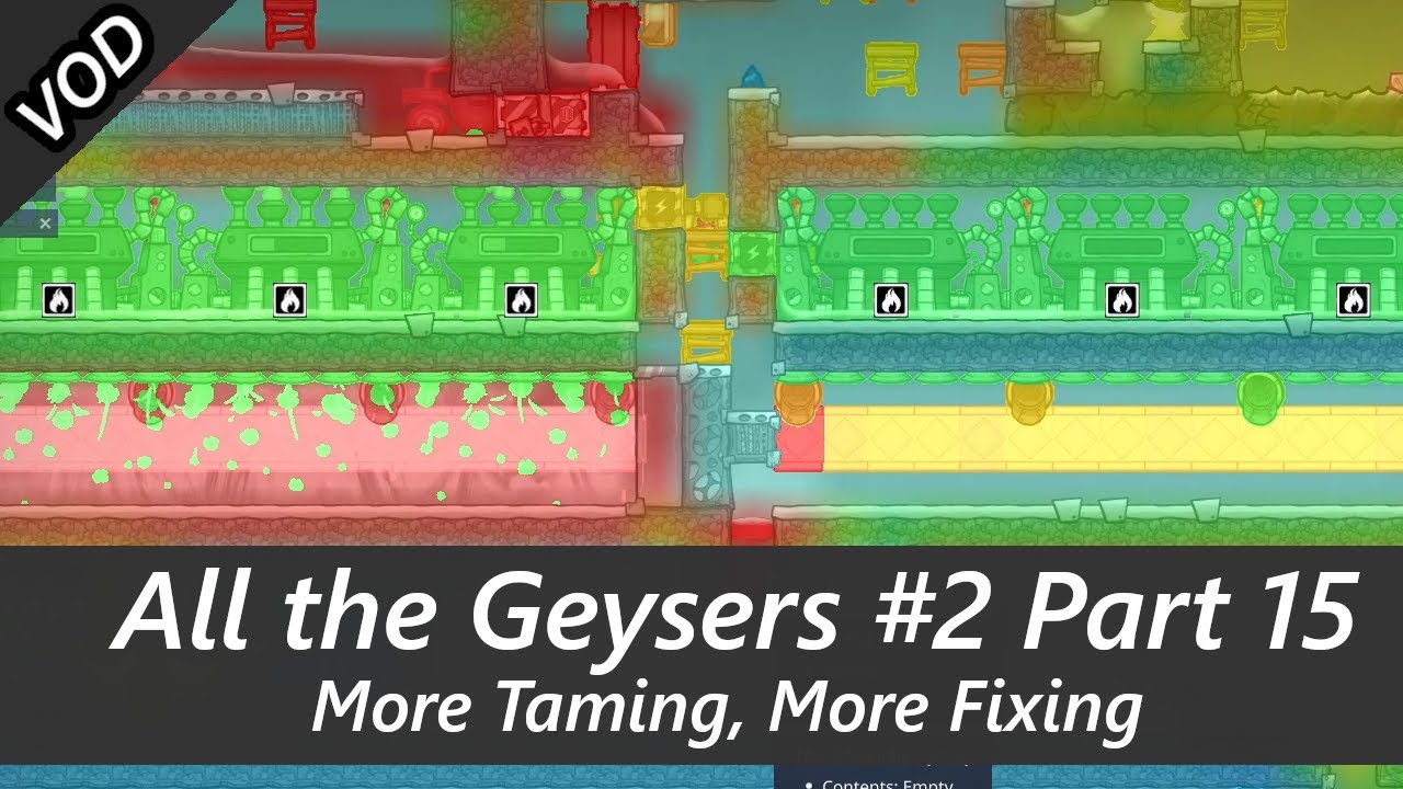 More Volcanos, Fixing Mistakes, Upgrading Rooms All the Geysers #2 Part 15 VOD Oxygen Not Included