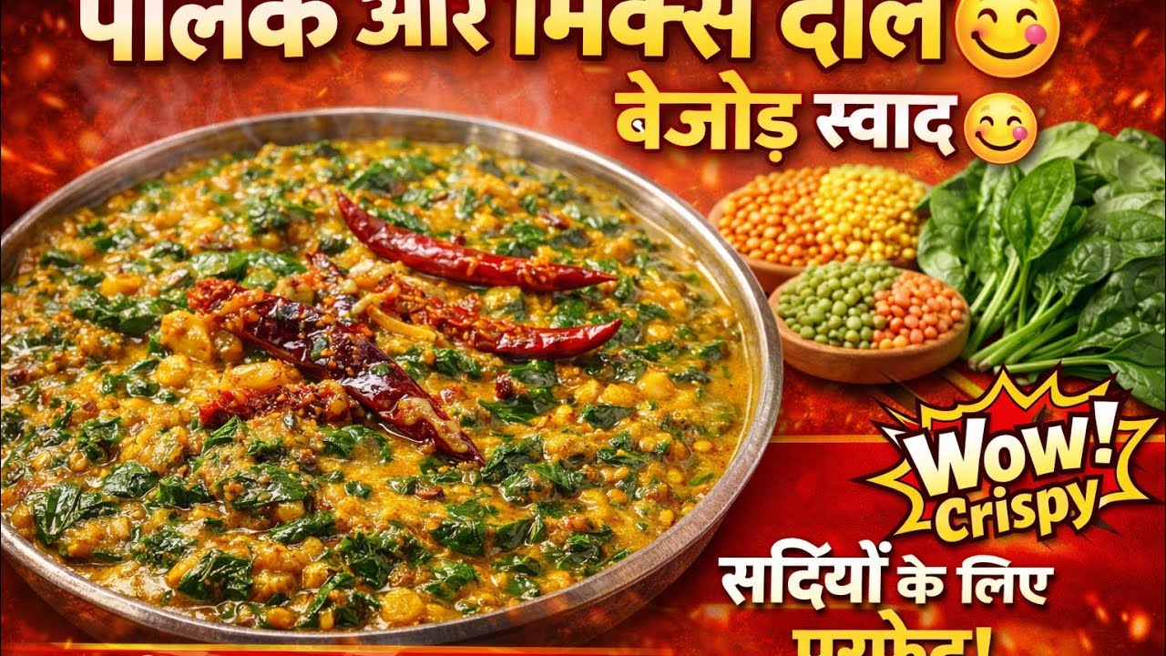 पालक मिक्स दाल रेसिपी 🥬🌿🌿 | स्वादिष्ट और पौष्टिक पालक दाल | आसान घरेलू रेसिपी