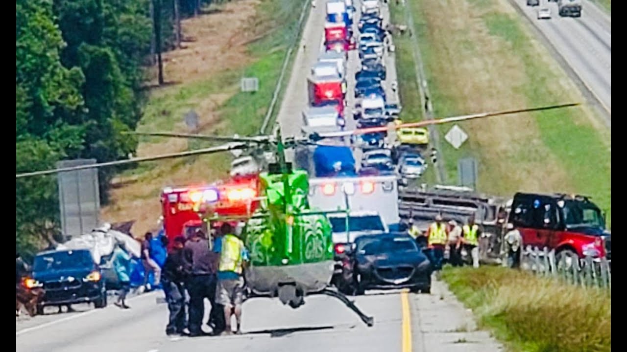 RAW VIDEO: Scene of I-85 crash that killed 7 in Georgia (Lifeflight video)