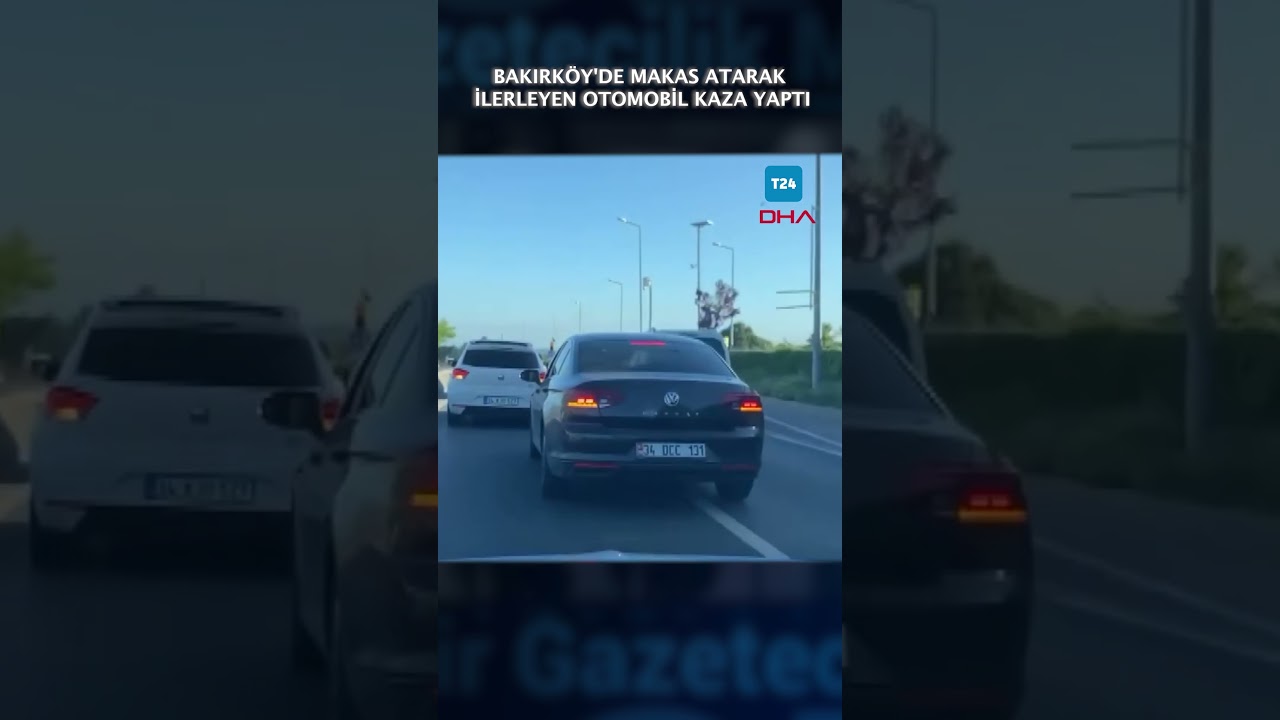 Bakırk&ouml;y'de makas atarak ilerleyen otomobil kaza yaptı