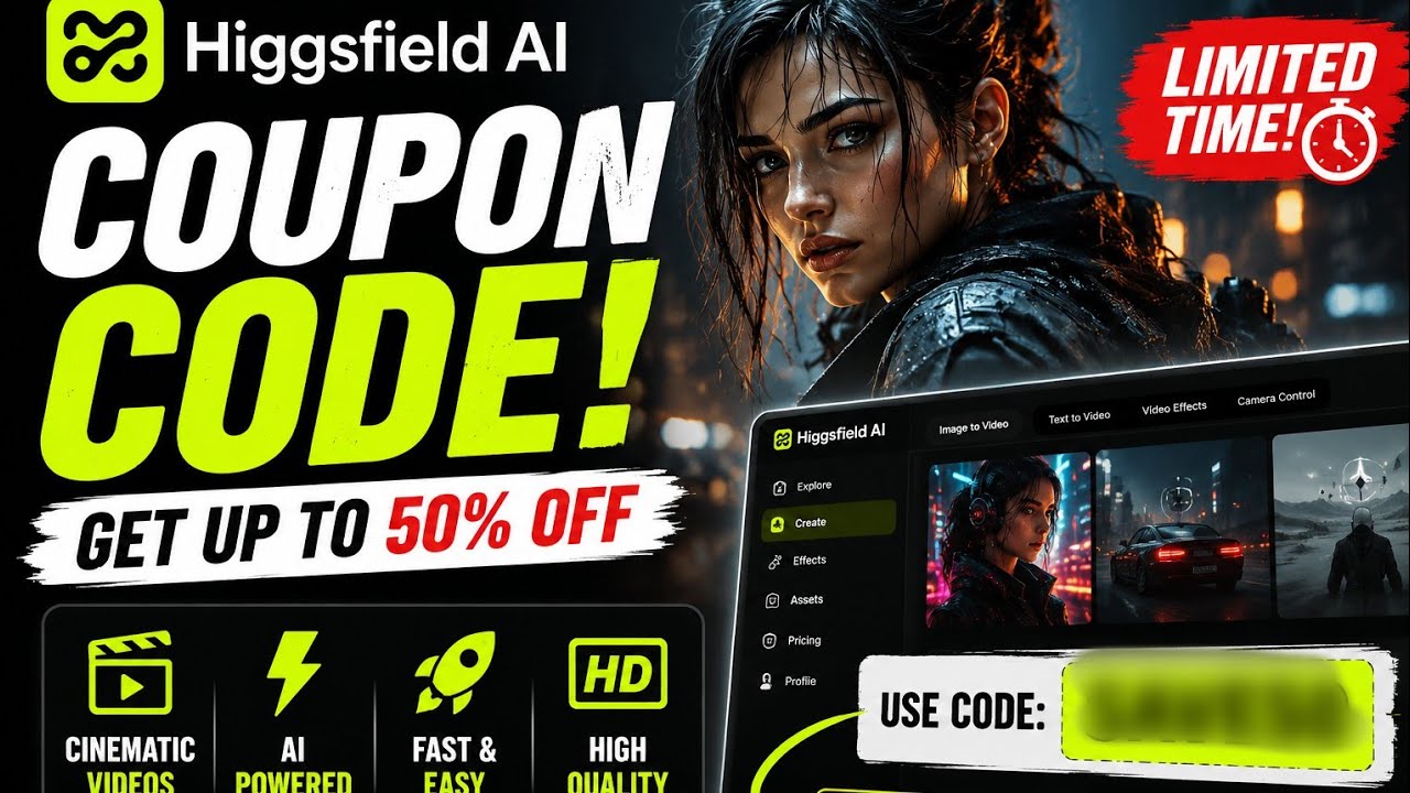 Higgsfield AI Coupon Code 2026 🔥 Get Up to 50% OFF!