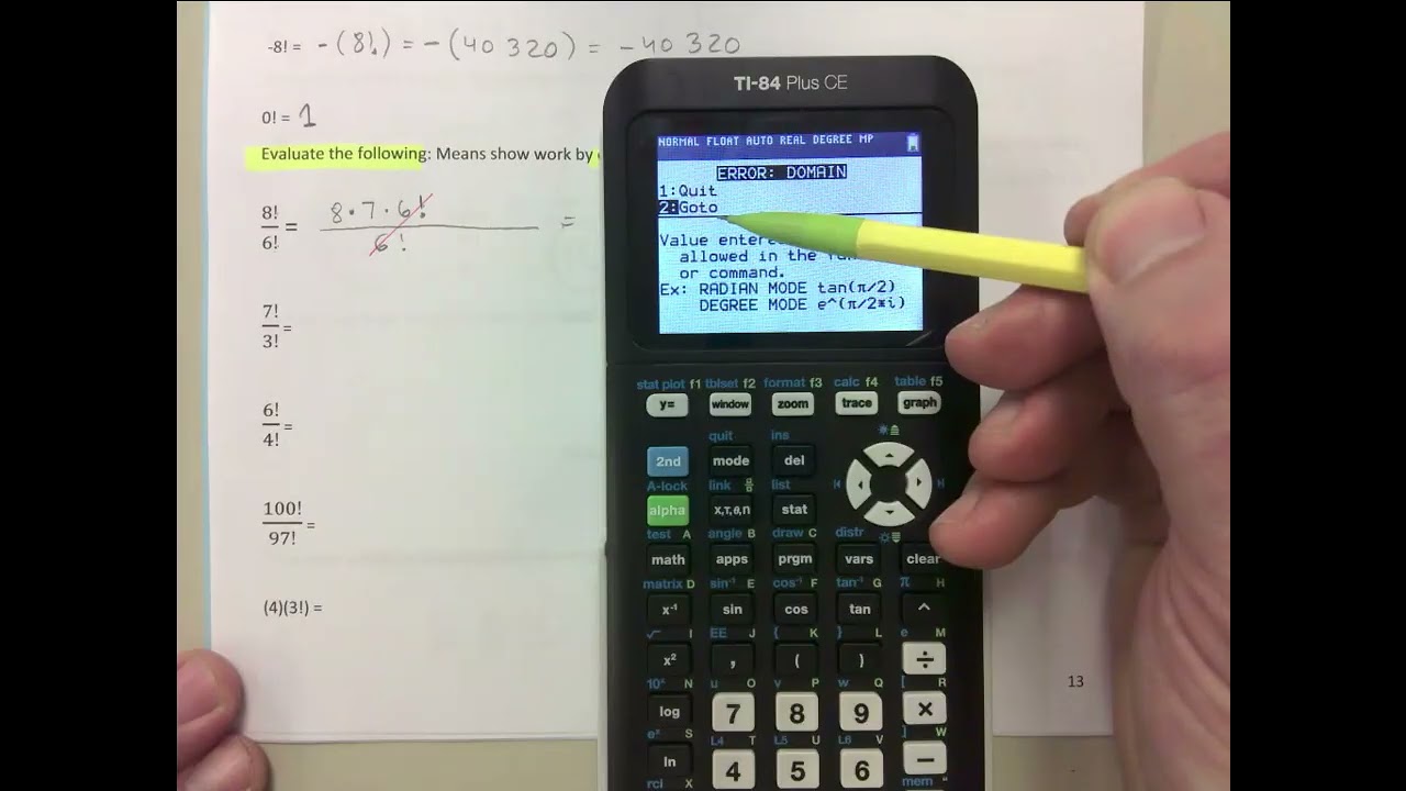 PERMUTATIONS, FACTORIALS, EVALUATING FACTORIAL EXPRESSIONS, ETC.