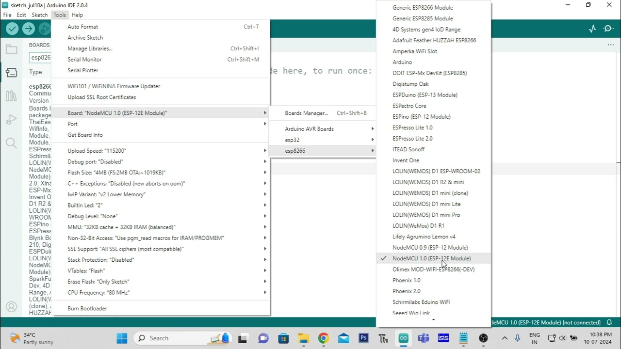 NodeMCU ESP8266 Initial Configuration in Arduino IDE