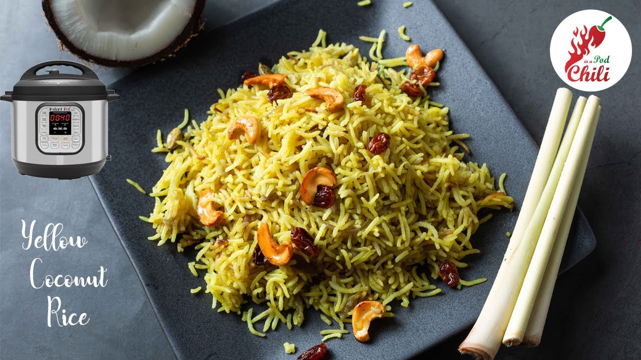 Yellow Coconut Rice with Lemongrass | Sri Lankan Yellow rice | Instant pot recipes ASMR Cooking