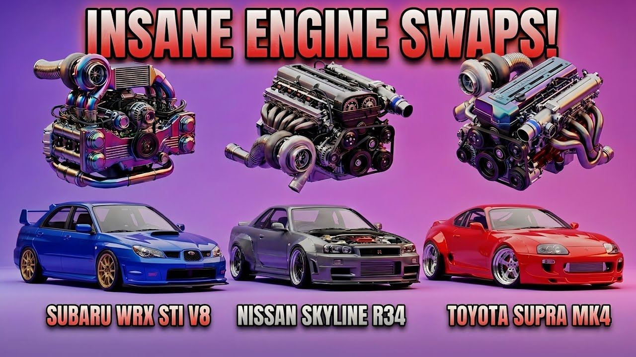 Убийственные Subaru (2JZ) и Toyota Supra Nissan GTR | Безумные замены двигателей – Анимация