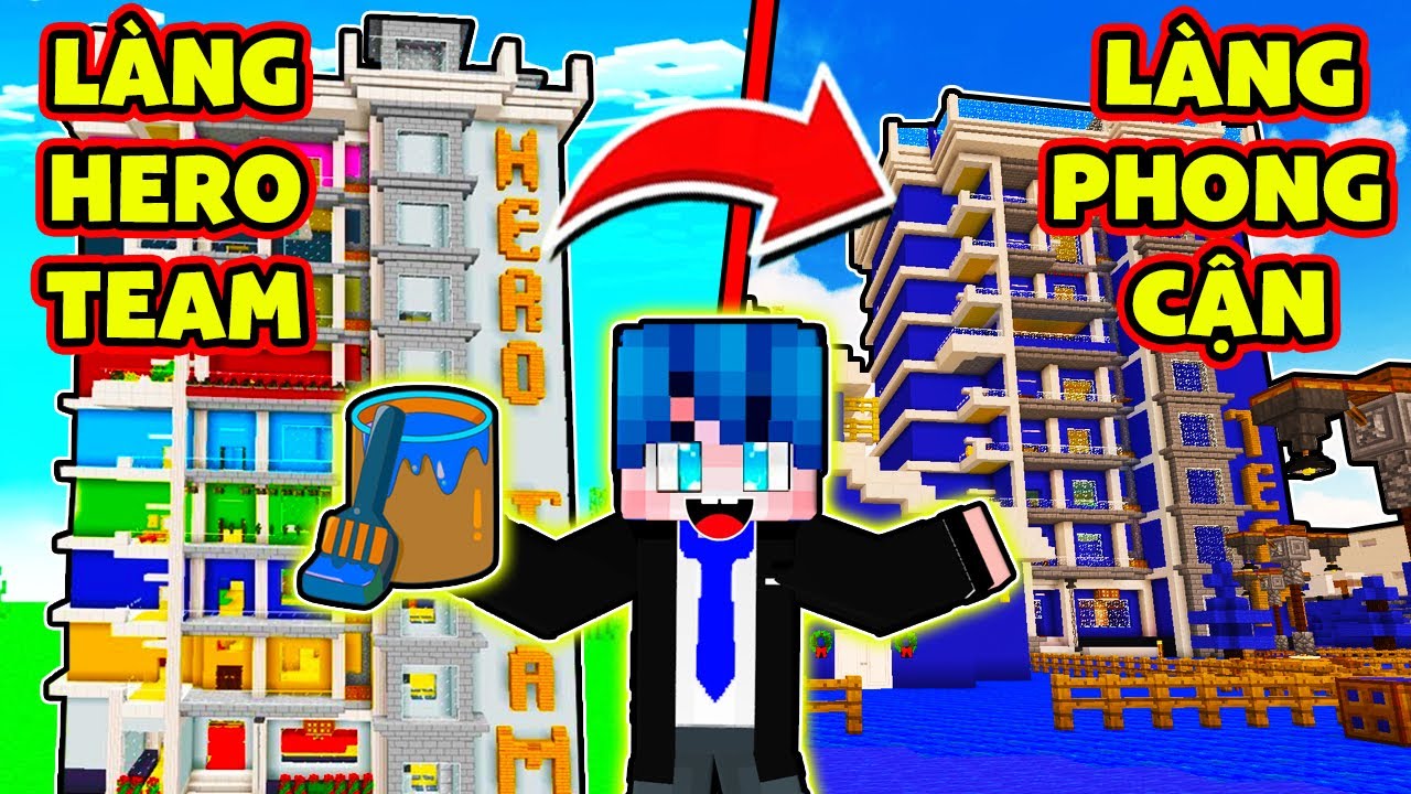 PHONG CẬN TRỞ THÀNH CHỦ TỊCH KHI LÀNG HERO TEAM HÓA THÀNH TOÀN MÀU XANH TRONG MINECRAFT