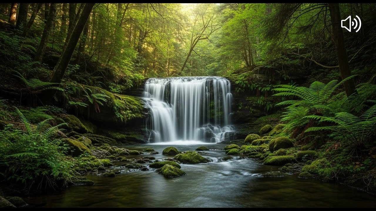 Peaceful River Flowing Sound. Gentle River, Relaxing Nature Sounds. White Noise for Sleep, Study.
