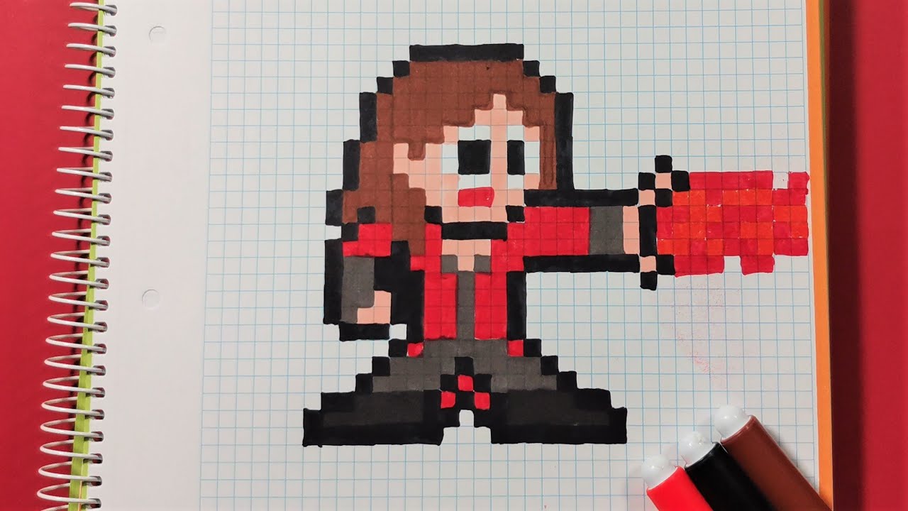 Como hacer a BRUJA ESCARLATA de LOS VENGADORES | Pixel Art