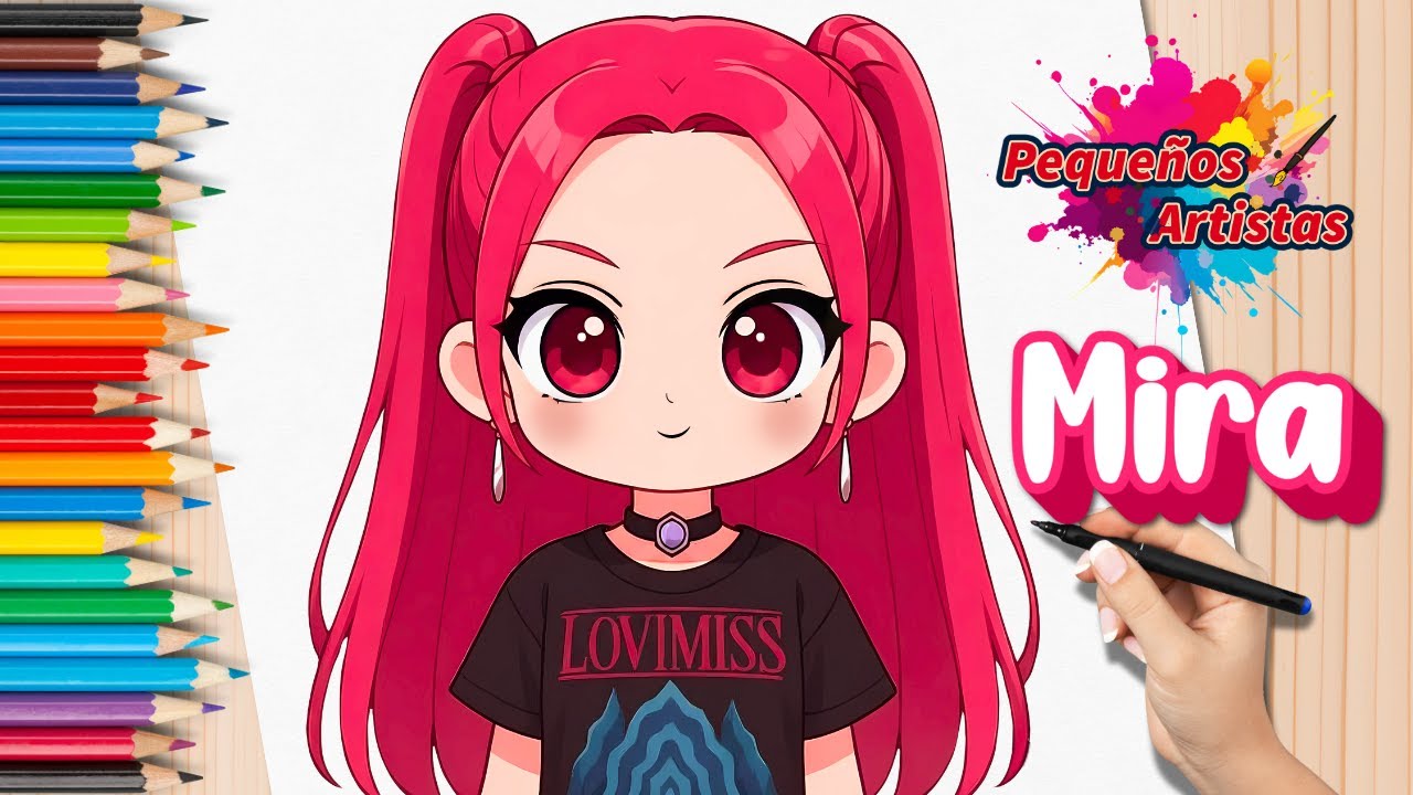 Dibuja y Colorea a MIRA 💖 Las Guerreras K-pop 🎤 Tutorial Fácil Paso a Paso para Niños