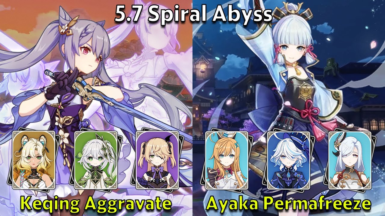 C4 Keqing Aggravate & C0 Ayaka Permafreeze - Genshin Impact 5.7 Spiral Abyss Full Clear