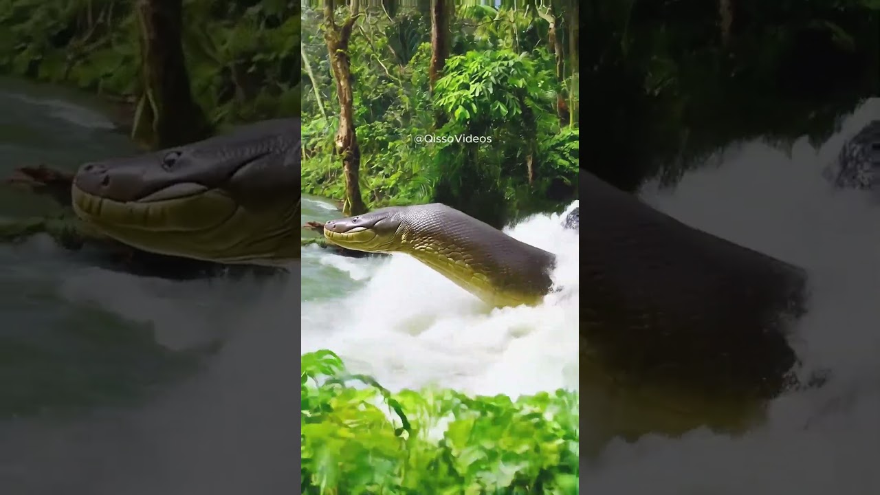 sucuri GIGANTE ataca no rio amazonas! (video raro 4K) 🐍🌊 #viral #anaconda #natureza #cobra #shorts