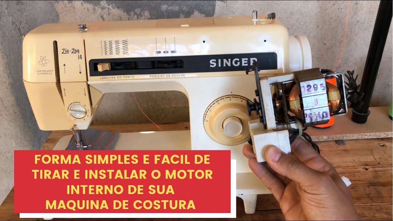 Como tirar e instalar o motor da máquina de costura interno - motor embutido - como trocar o motor