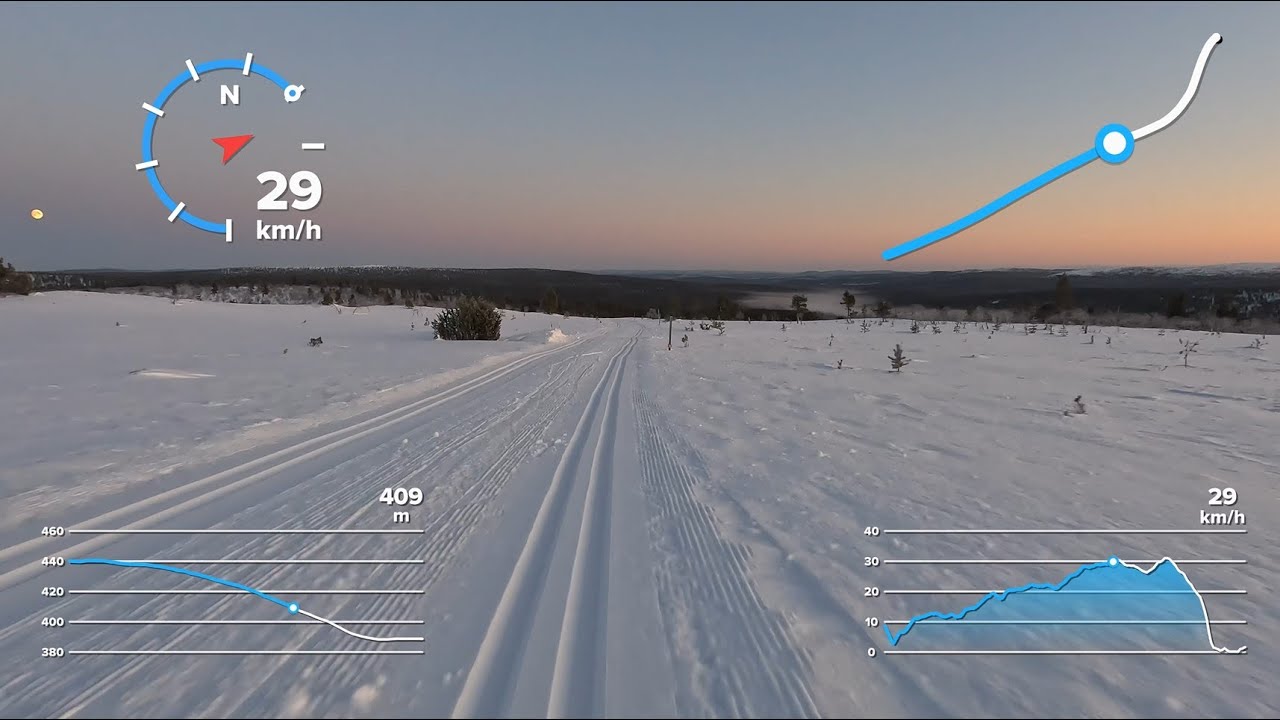 Saariselkä Kaunispää, pitkä laskettelu murtomaasuksilla Lapissa
