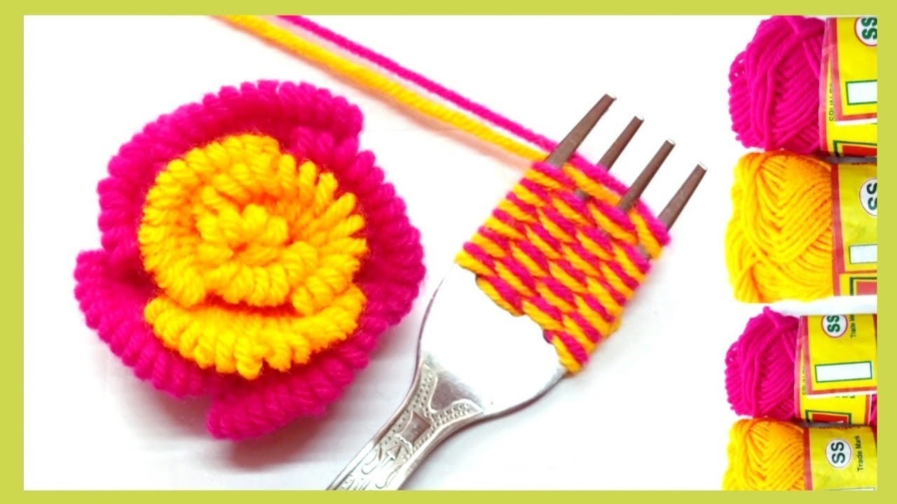 TRUCO DE BORDADO DE UNA ROSA CON UN TENEDOR _ Bordado a Mano _Hand embroidery