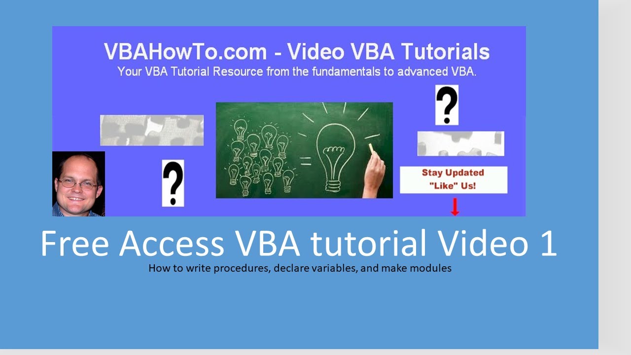 Free Access VBA tutorial Video 1 - How to write procedures, declare variables, and make modules