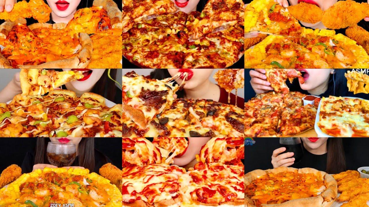 TOP PIZZA MUKBANG COMPILATION * MOUTH WATERING ASSORTED PIZZA EATING SHOW REAL SOUND