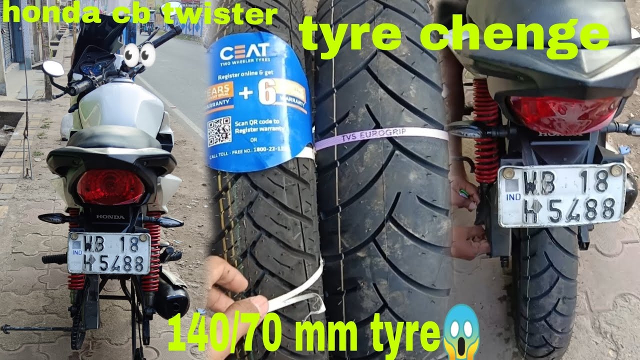 new 140/70 big tyre install my honda CB twister pe 😱