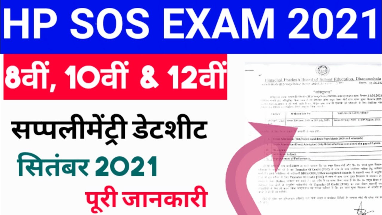 HP SOS Supplementary Exam 2021| HP SOS Exam Date Sheet 2021| SOS exam2021//hpsos Re-appear exam 2021