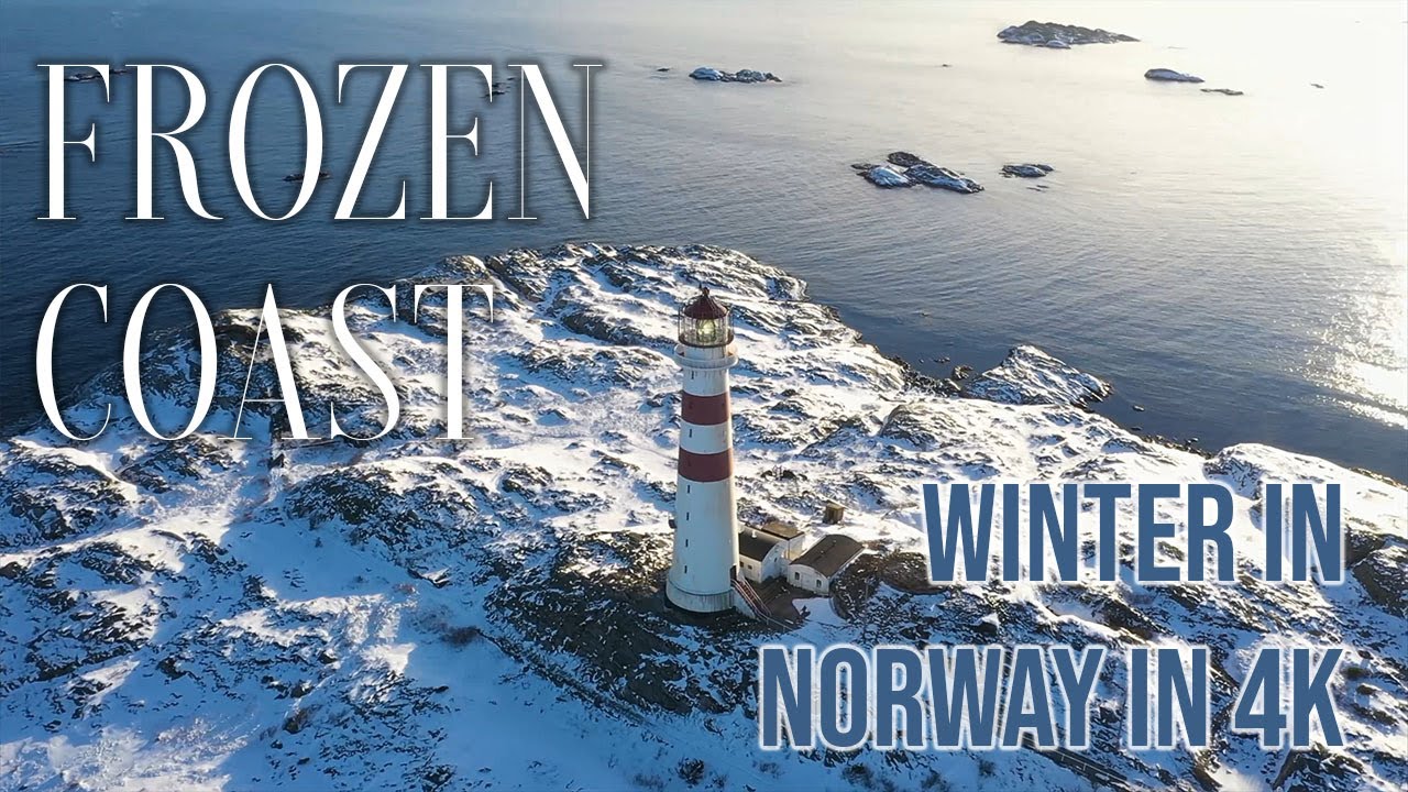 Frozen coast in Kristiansand I South of Norway I 4K drone