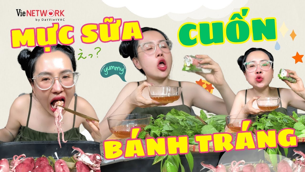 Tới giờ ăn mực hấp cuốn bánh tráng nè mấy bà, bới tô cơm ra ăn chung với tui nha | Viên Vibi