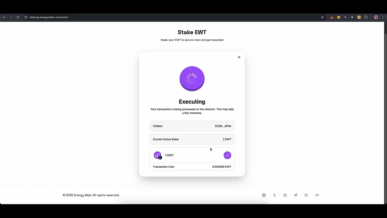 Energy Web X - Increase Stake