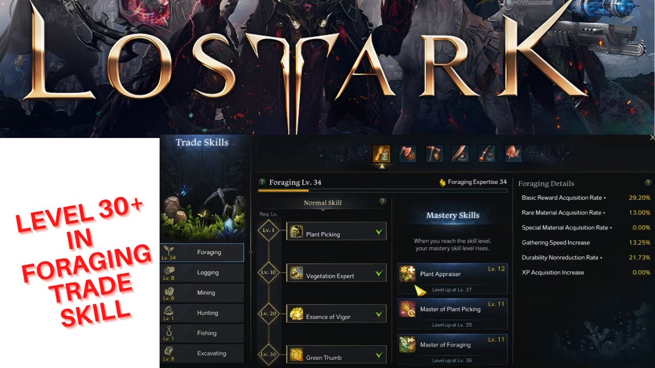 Lost Ark: Foraging at lvl 30+ benefits
