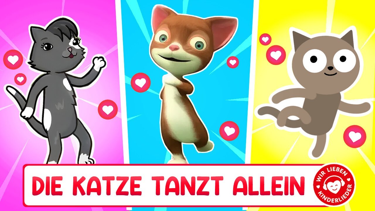 🐱 Die Katze tanzt allein – 3 fröhliche Versionen | Mitsingen & Tanzen im Cartoon-Musikvideo