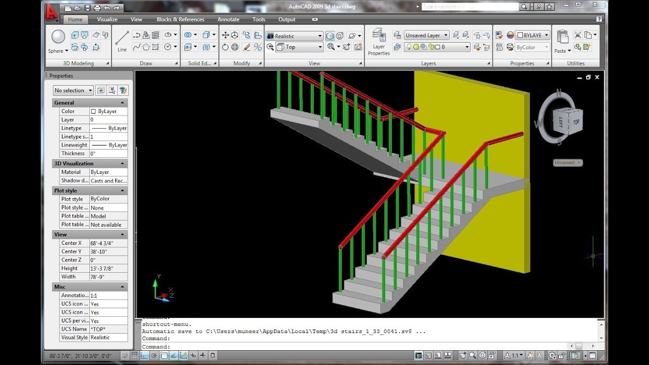 AutoCAD 3D || How to create 3D stairs
