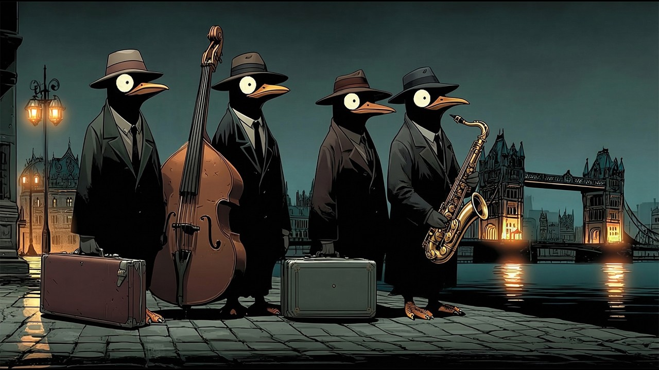 Penguins Swing Through Midnight London – Jazz for Focus & Work Flow