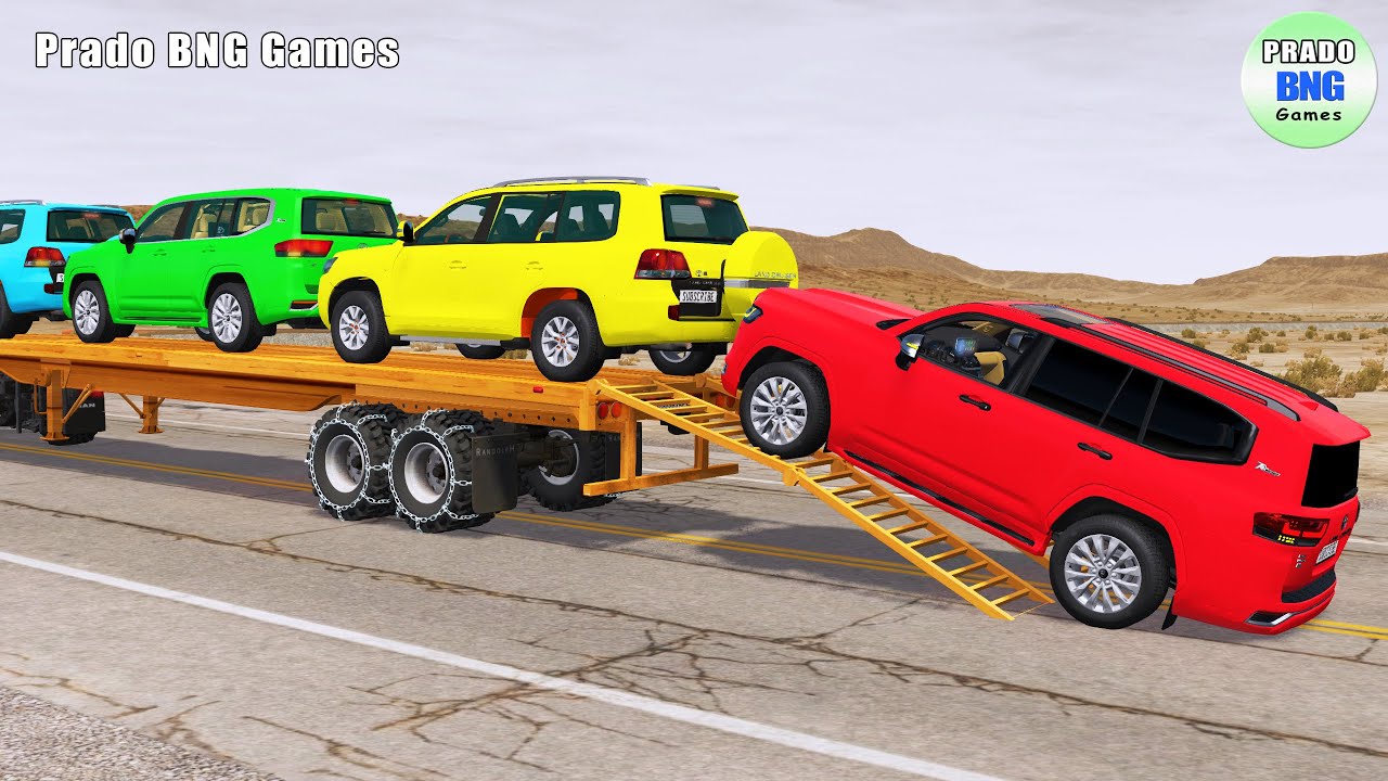 Toyota Cars vs Train | Truck Man Flatbed vs Train Beamng.drive 166
