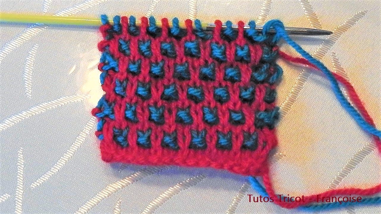 Tuto tricot point fantaisie Granité 2 couleurs mailles glissées | Tricoter le point Granité facile