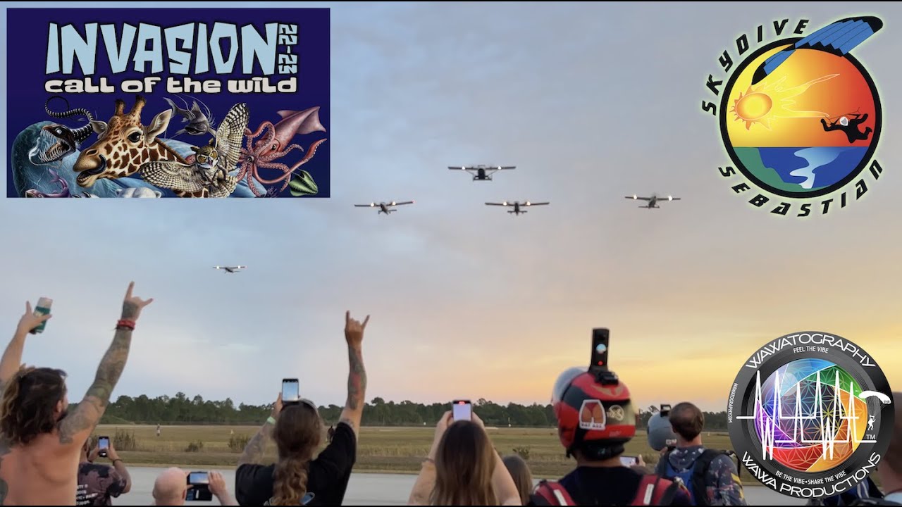 Invasion Boogie 4K Skydive Sebastian Call of the Wild Florida Skydiving Sky Family Call of the Wild