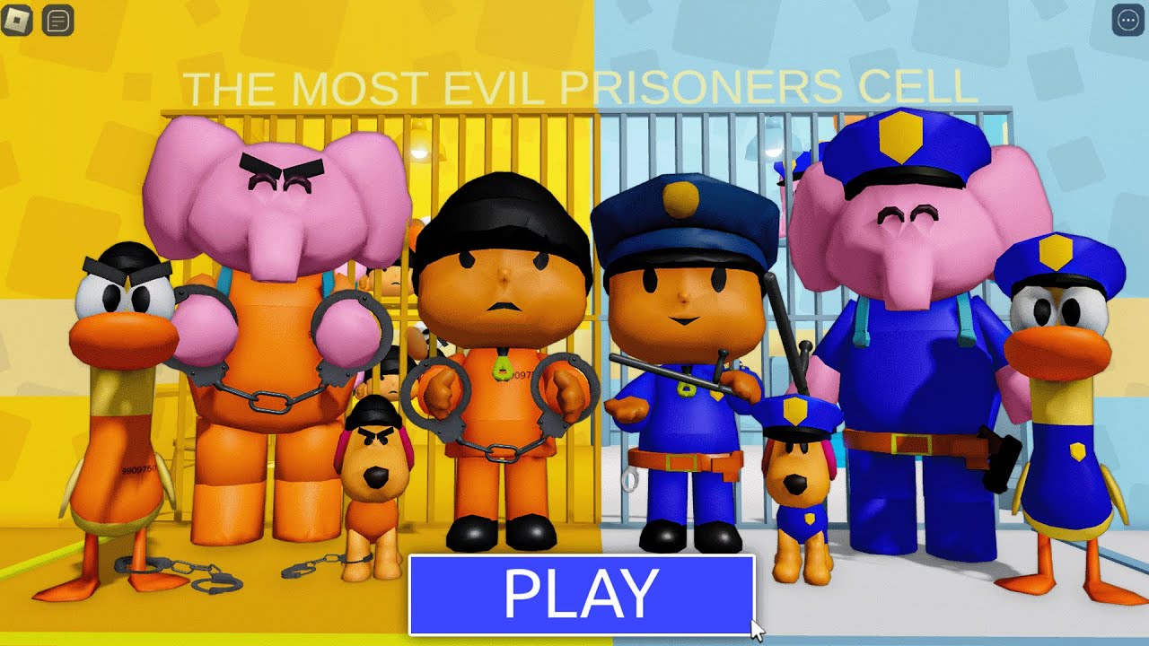 🐣👶 POCOYO's Super FAMILY in BARRY'S PRISON RUN! #roblox #obby