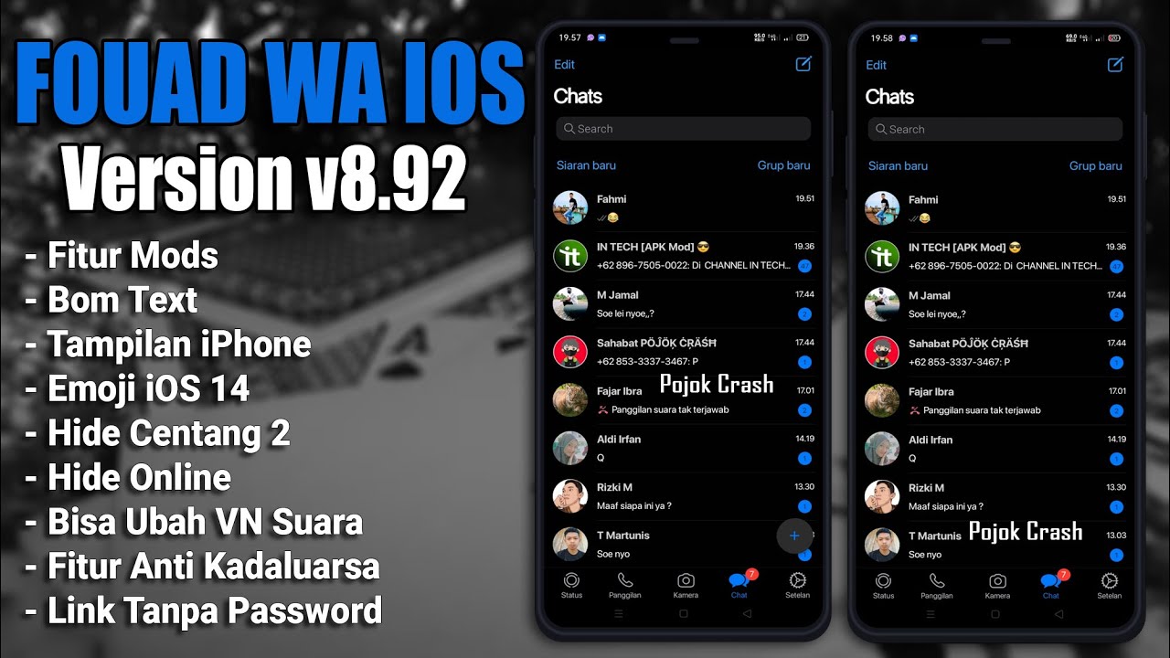 UPDATE🔥 WhatsApp M0D Terbaru 2022 || Fouad WA iOS v9.25 -Tampilan iPhone -Emoji iOS 15