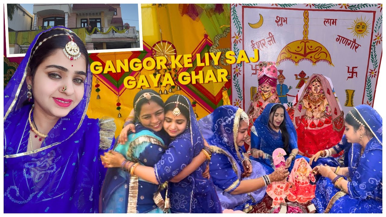 Gangor k liy saj gaya ghar 🏠 ईशर - गणगौर की हुई ring ceremoney 💍 rista pkka kiya humne apni beti ka