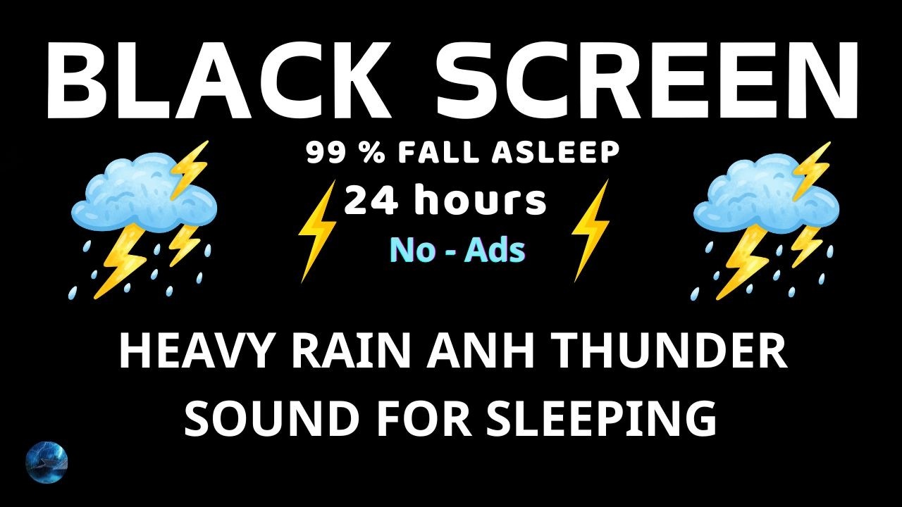 🔴 LIVE 24/7 Heavy Rain Sounds 🌧️ Black Screen Thunderstorm for Deep Sleep & Relaxation