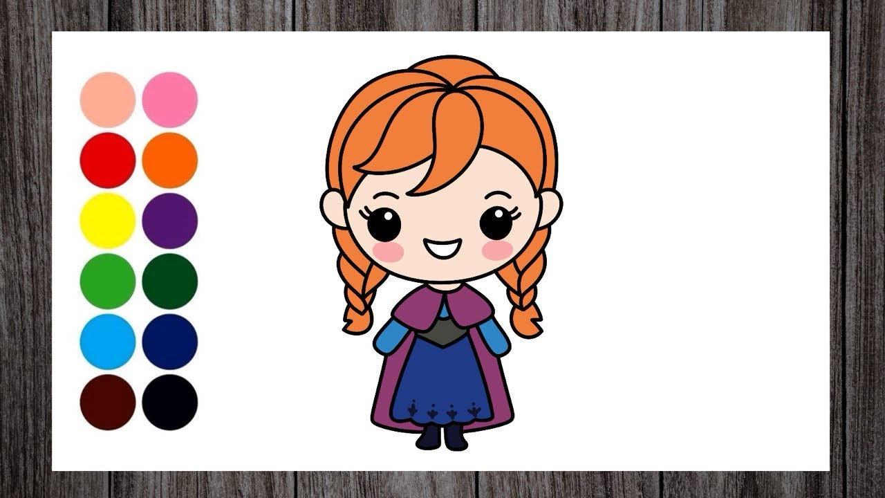 How to Draw Disney Frozen Princess Anna Step By Step | Anna Drawing and Colouring