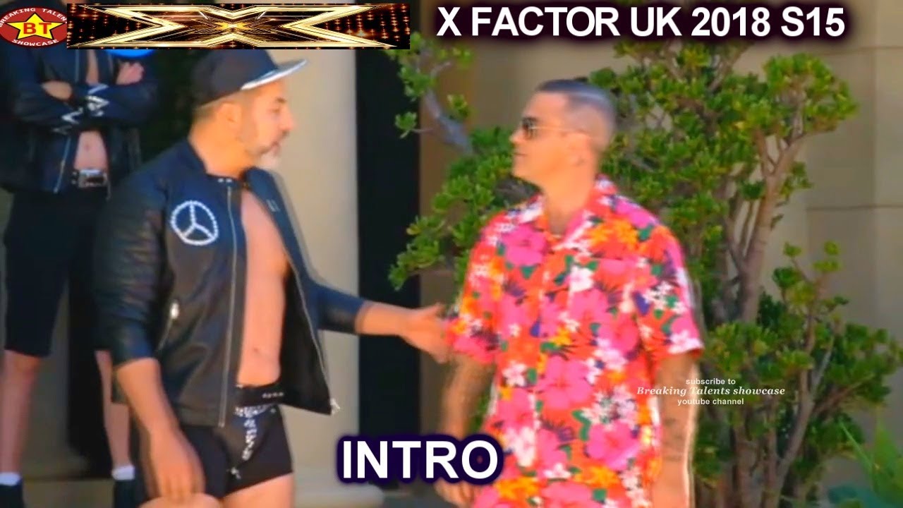 INTRO The Groups with  Robbie Williams & David Walliams in Los Angeles Judges House X Factor UK 2018
