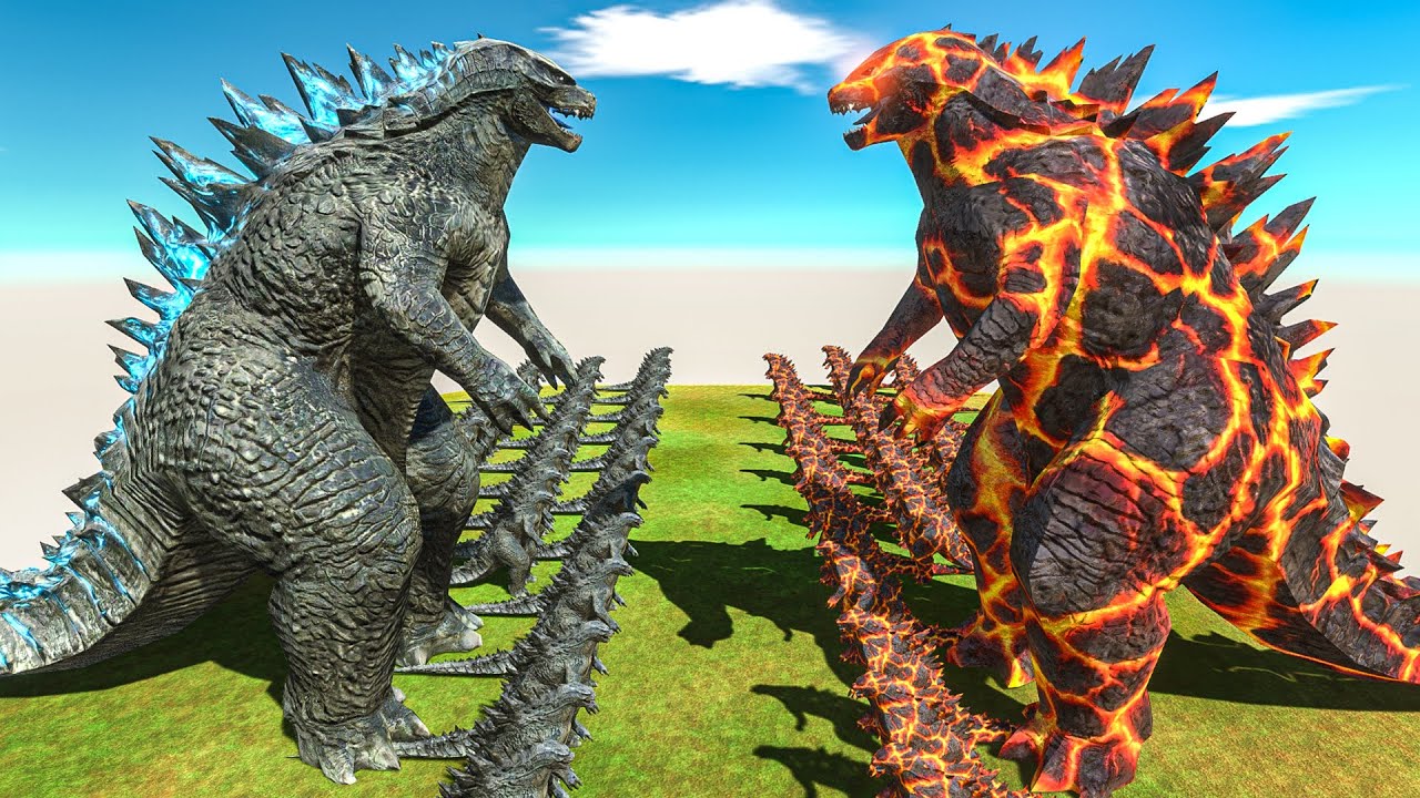 Legendary Godzilla War - Growing Godzilla 2014 VS Volcano Godzilla, Size Comparison Godzilla
