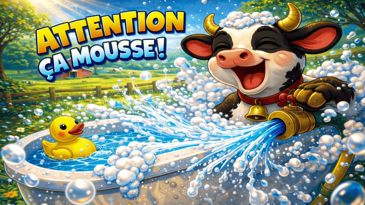 Fond d’Écran Animé 1 Heure – Meuh-Meuh la Vache Prend Son Bain